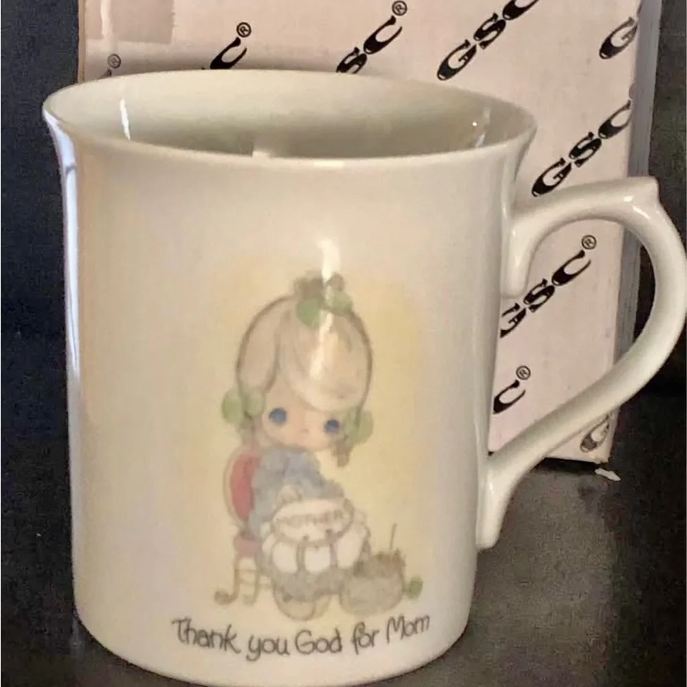 The Enesco Precious Moments Mug/Cup “Thank God for MOM” Porcelain/Ceramic 1984